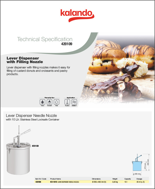 Дозатор с рычагом и игловидным носиком на 10 литров с контейнером из нержавеющей стали